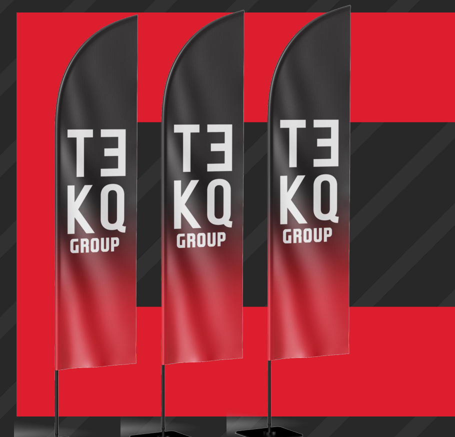 TEKQ branded flags and visual identity from the company profile